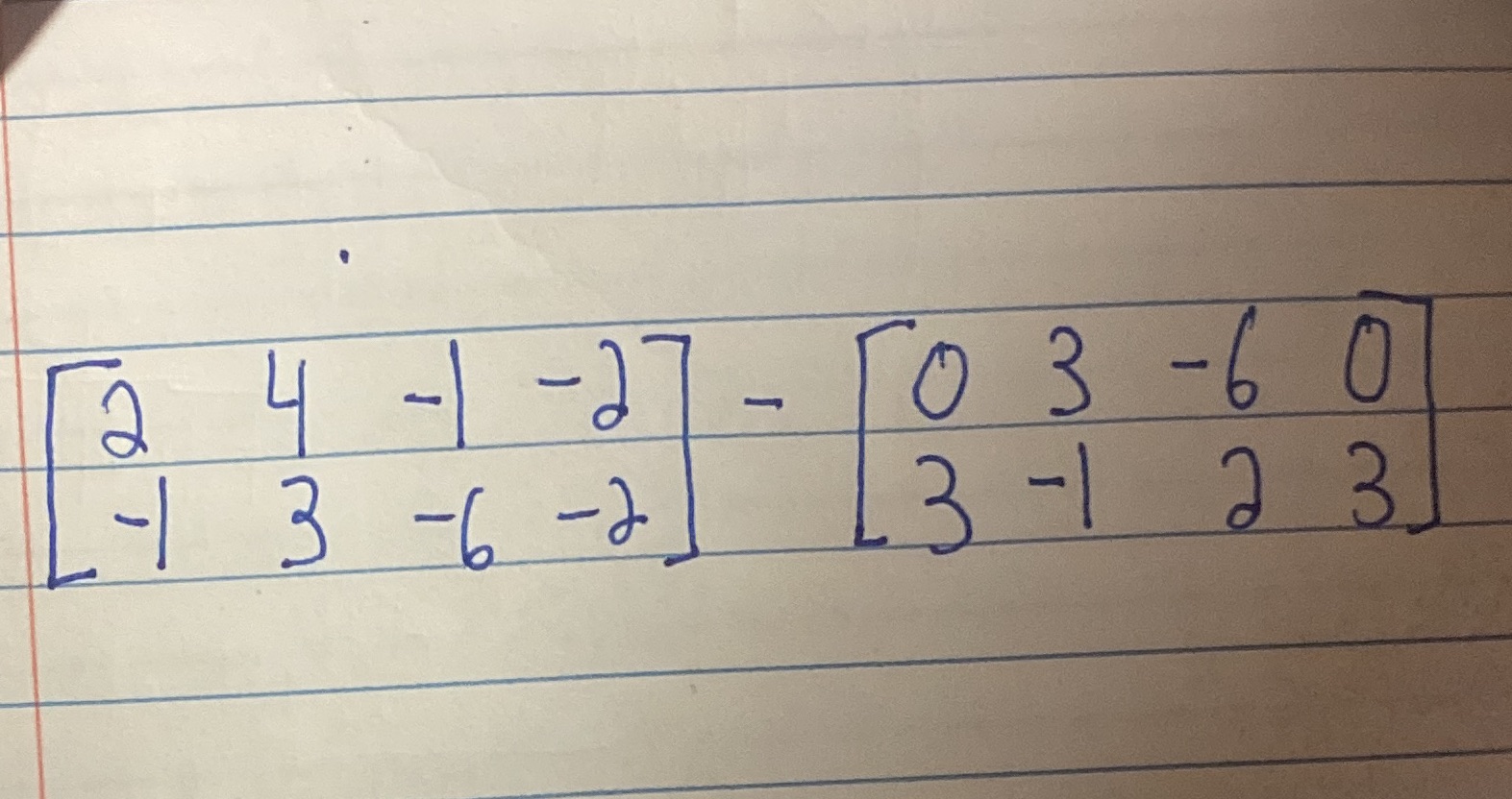 Solve and state the type of matrix - -27 50 3 -6