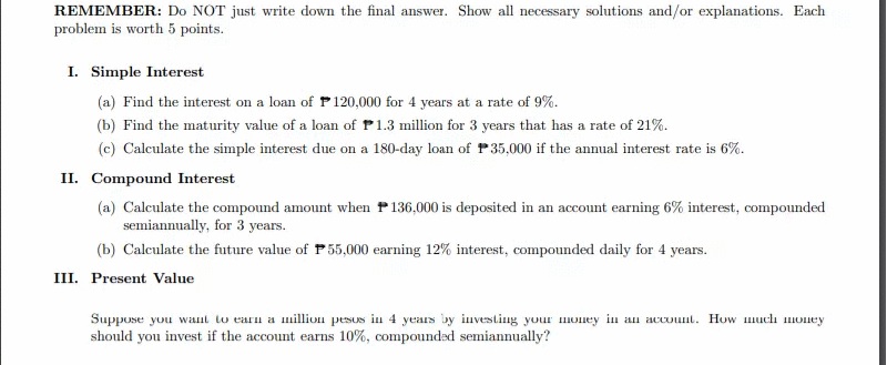 Indicate the solutions. REMEMBER: Do NOT just