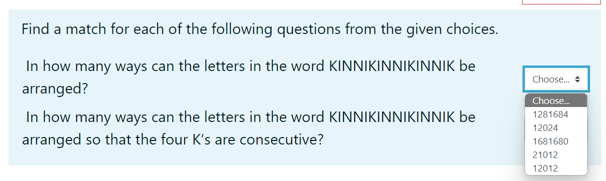 Find a match for each of the following questions