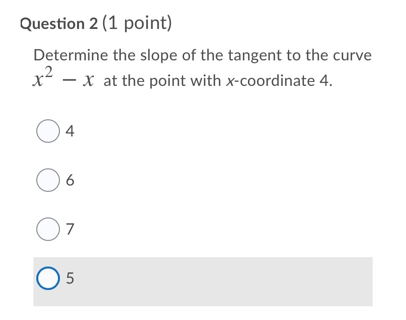 Question 1 (1 point) State the equation of the