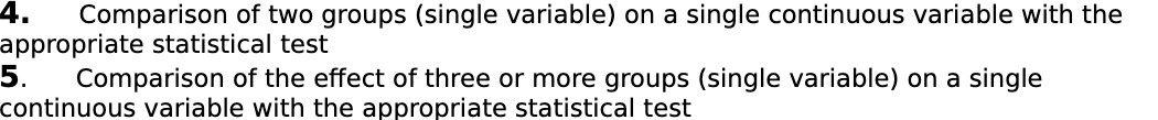 4. Comparison of two groups (single variable) on