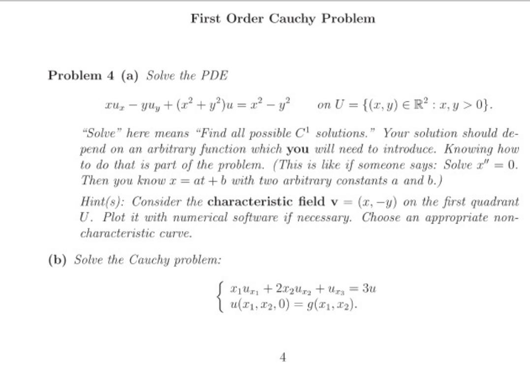 need solution First Order Cauchy Problem Problem