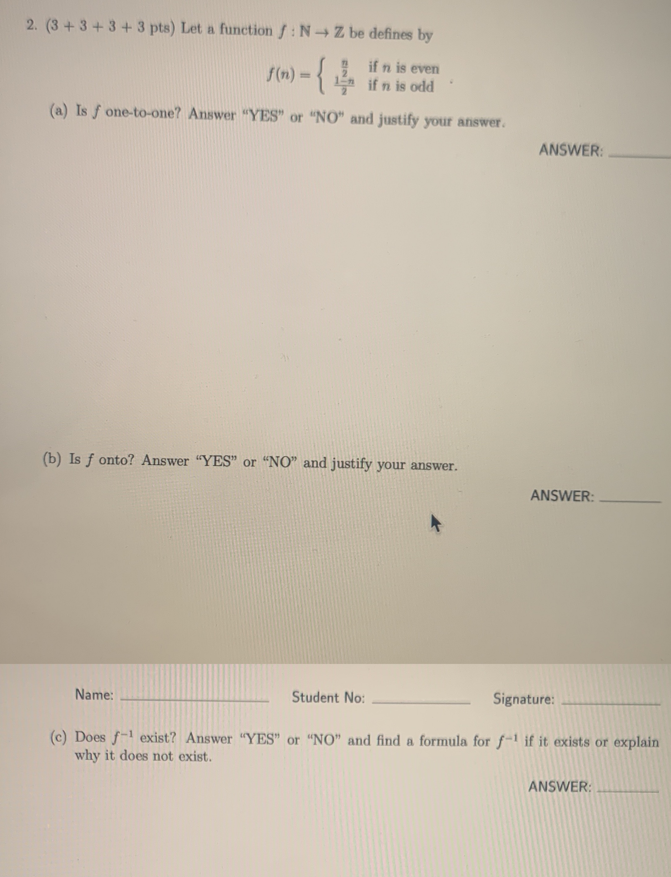 Also, (D) do the set Nand Z have the dame