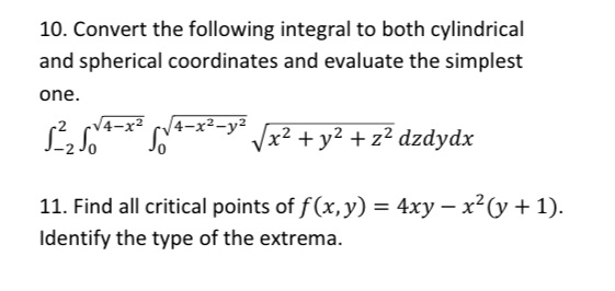 10. Convert the following integral to both