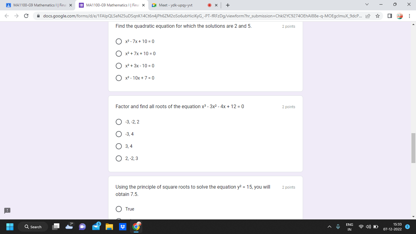 MA1100-G9 Mathematics | | Final X MA1100-G9