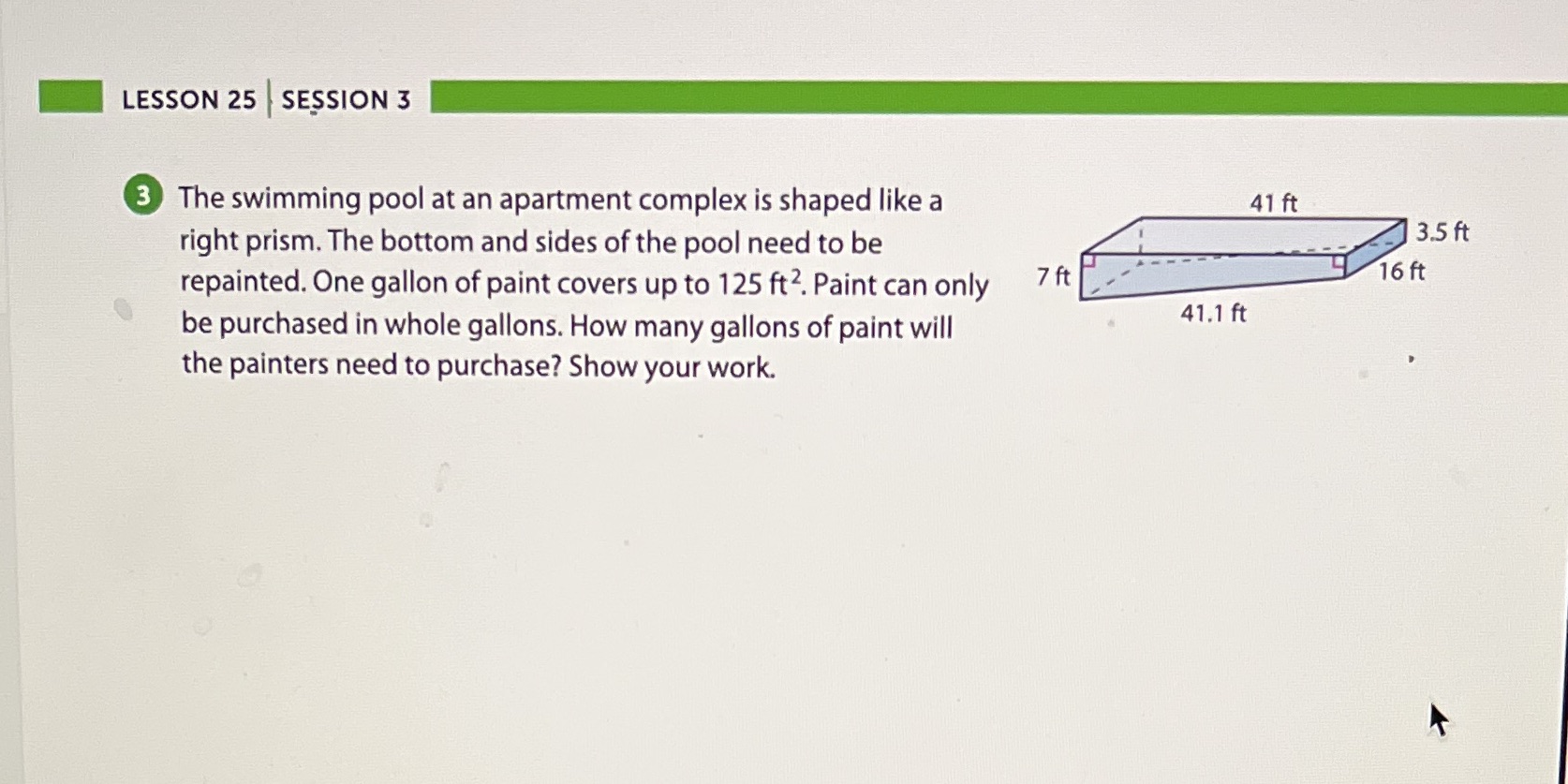 LESSON 25 SESSION 3 3 The swimming pool at an