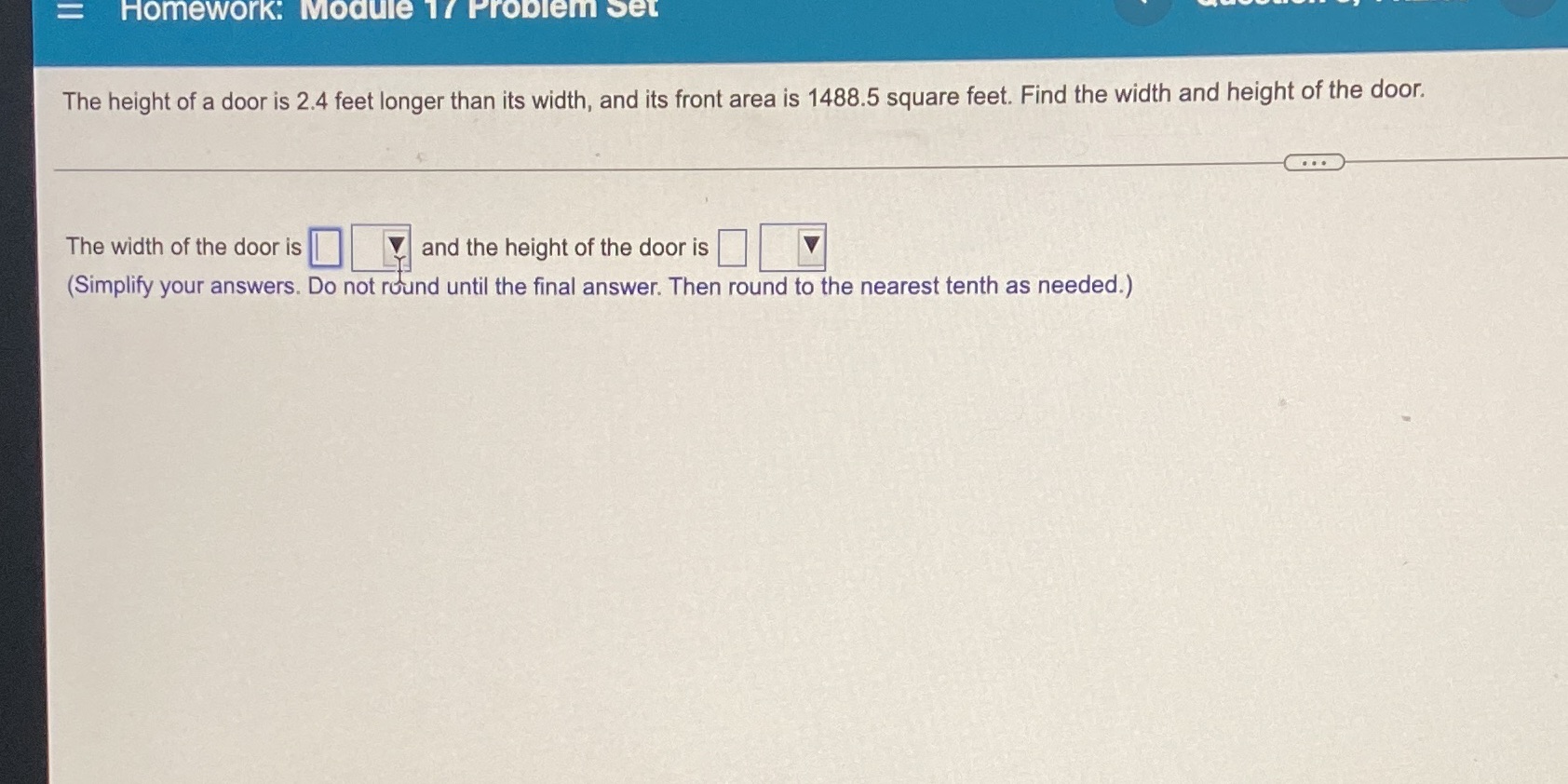 = Homework: Module 1/ Problem set The height of a