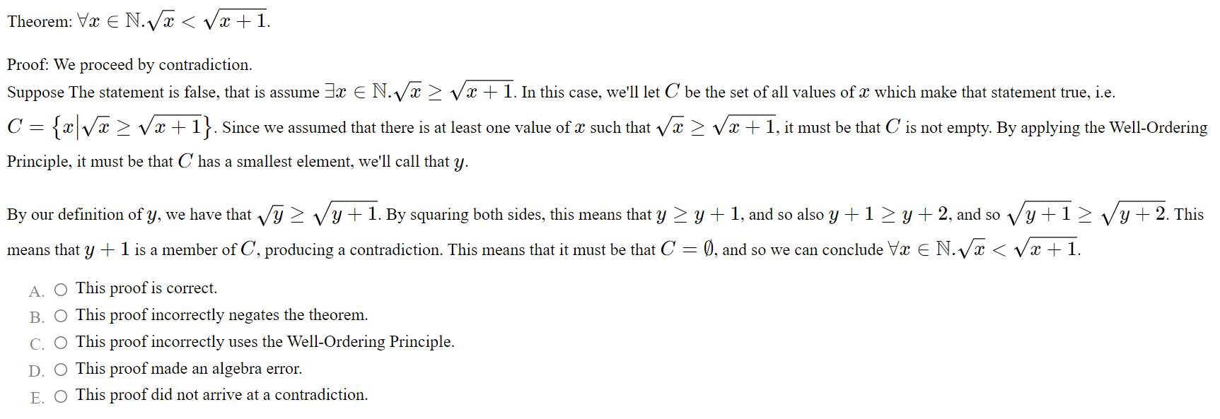 Below we present three proofs by contradiction