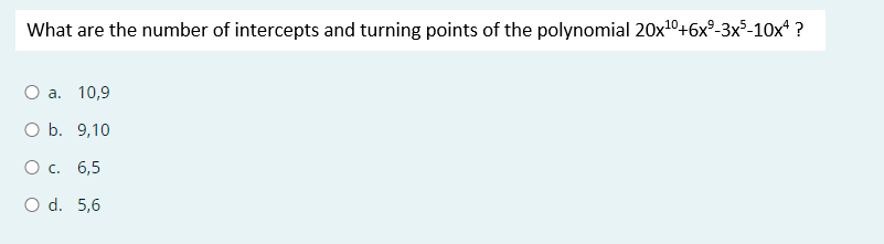 ? What are the number of intercepts and turning