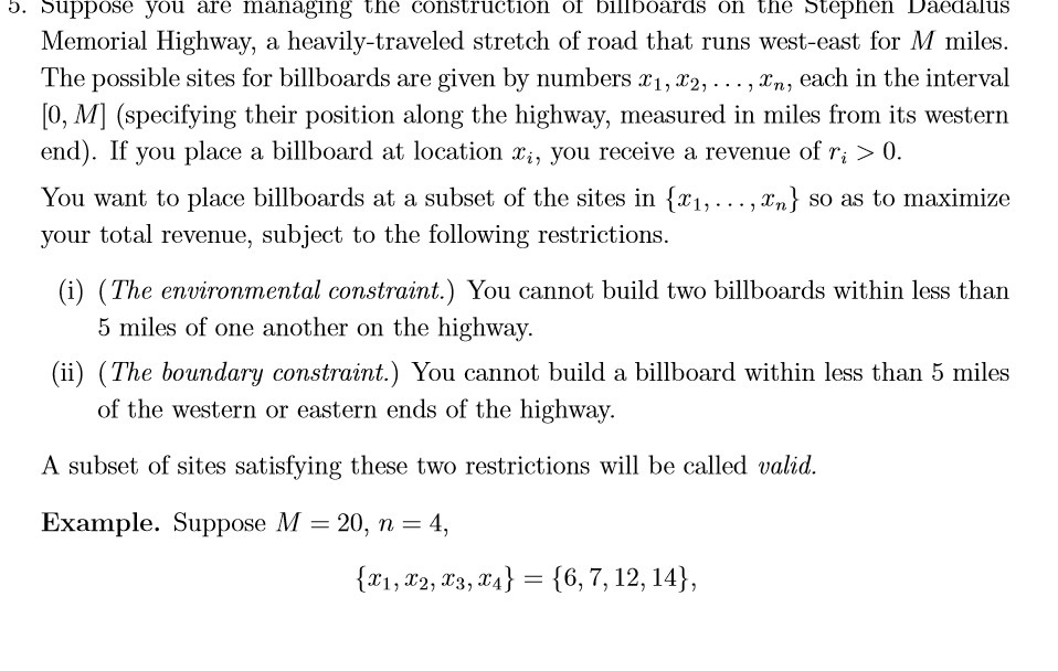 5. Suppose you are managing the construction of