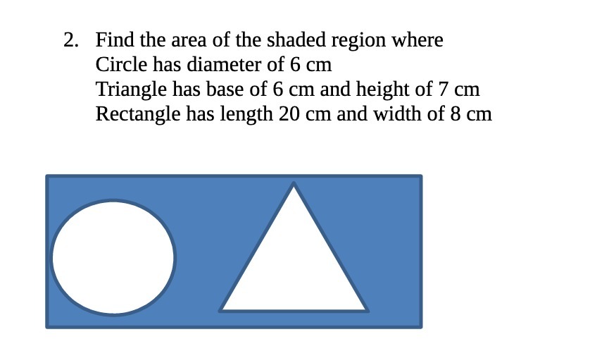 2. Find the area of the shaded region where