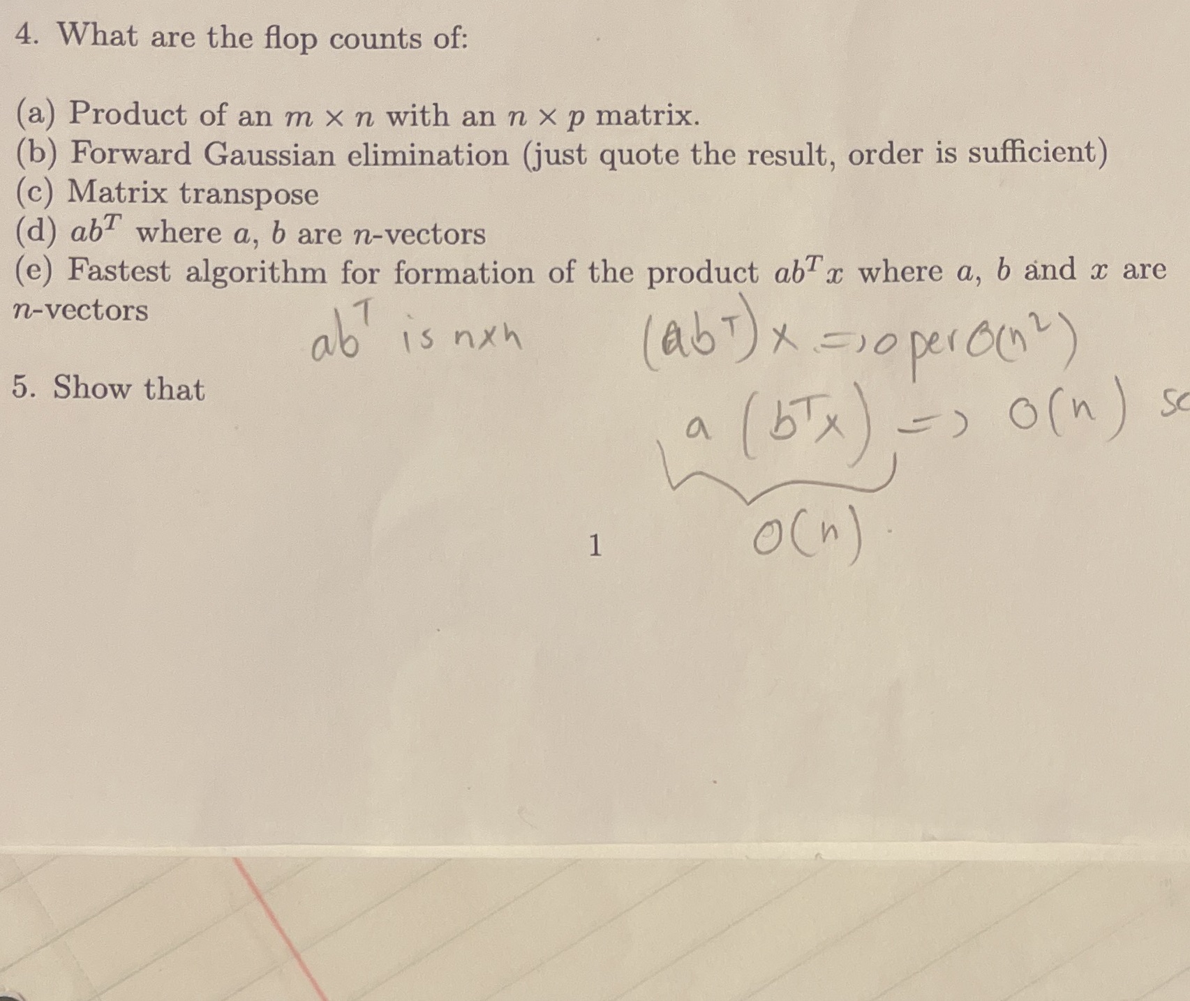 Problem 4 from a to d 4. What are the flop counts