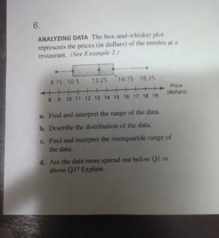 6. ANALYZING DATA The box-and-whisker plot
