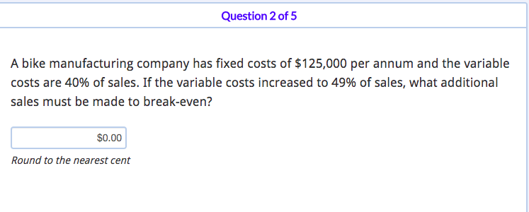 this is based on CVP analysis (percent basis) -