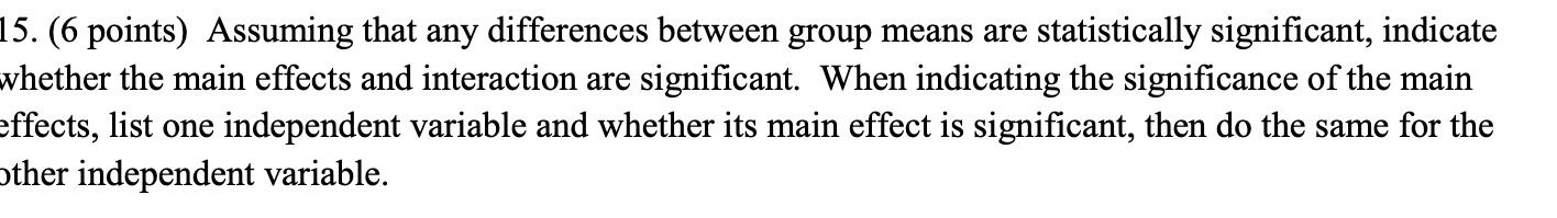 15. (6 points) Assuming that any differences