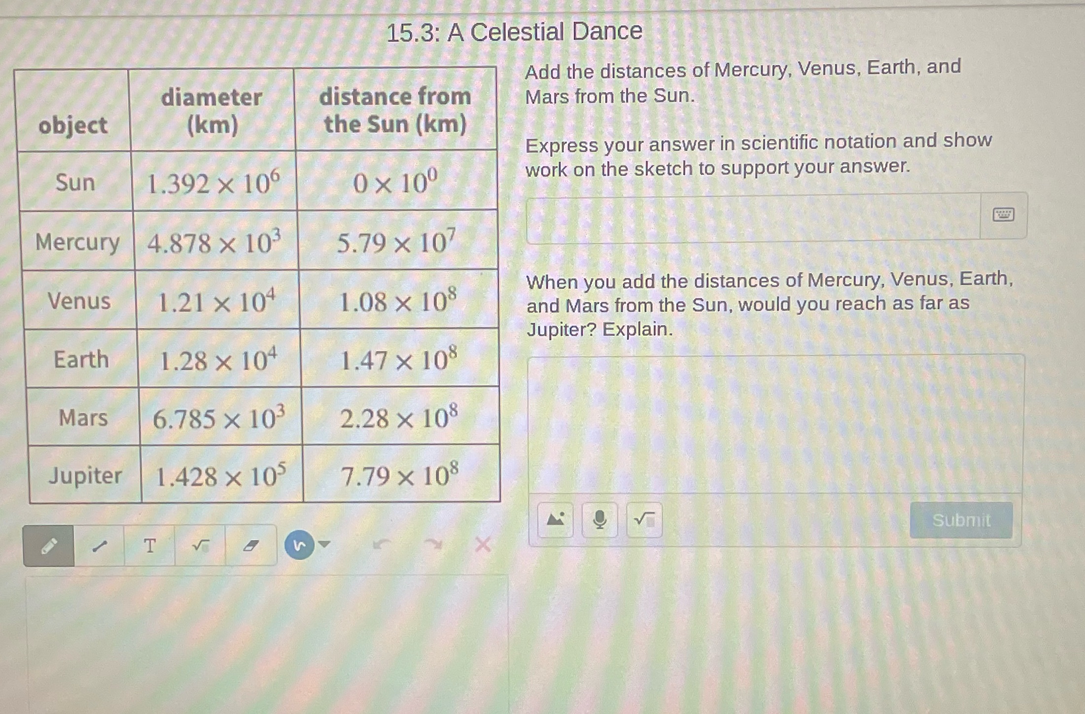 15.3: A Celestial Dance Add the distances of