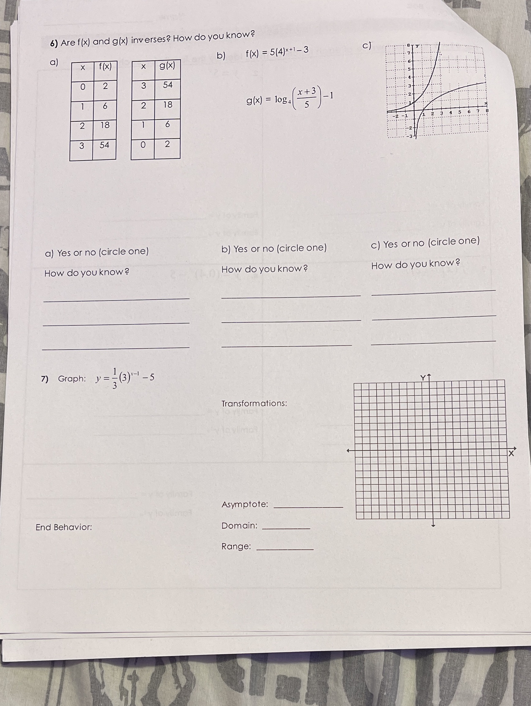 Please help ASAP. M2 6) Are f(x) and g(x)