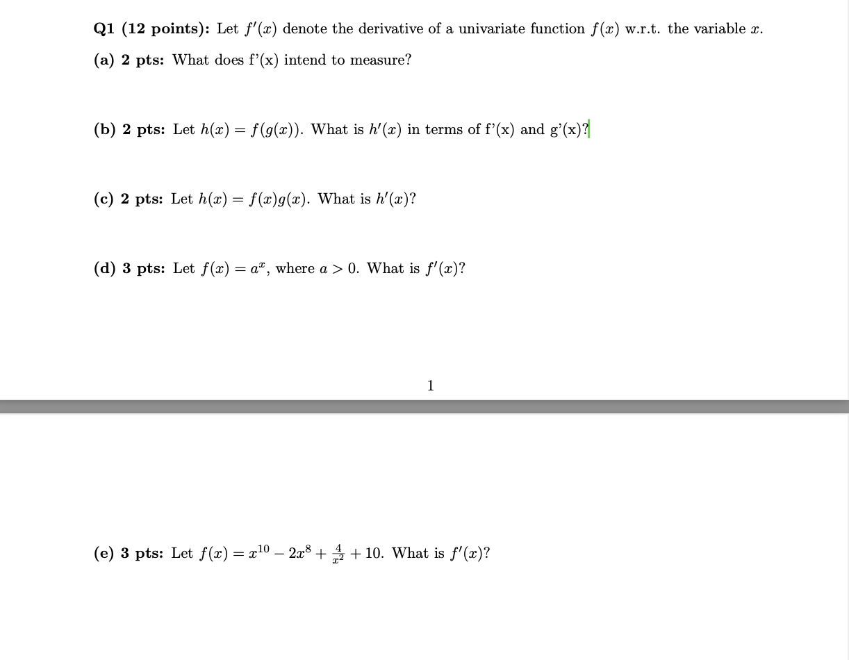 \fQ3 (45 points): Let f be a multi-variate