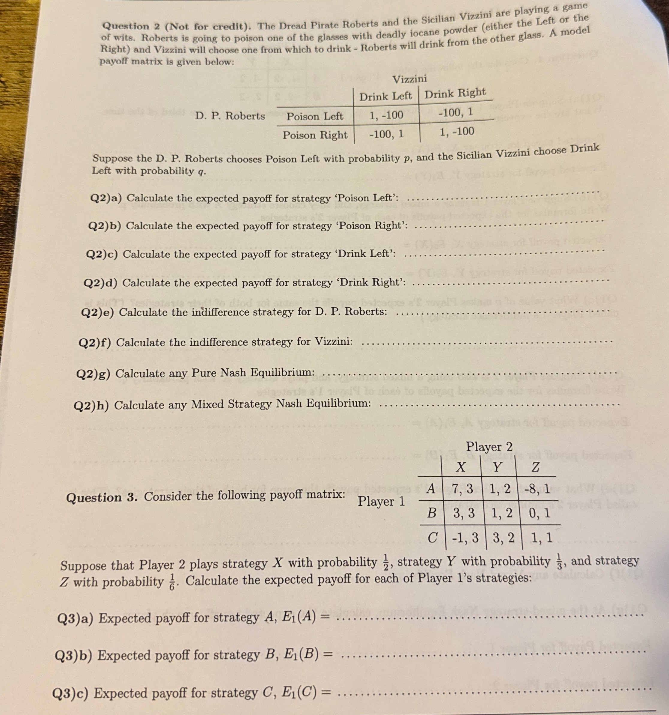 Question 2 (Not for credit). The Dread Pirate