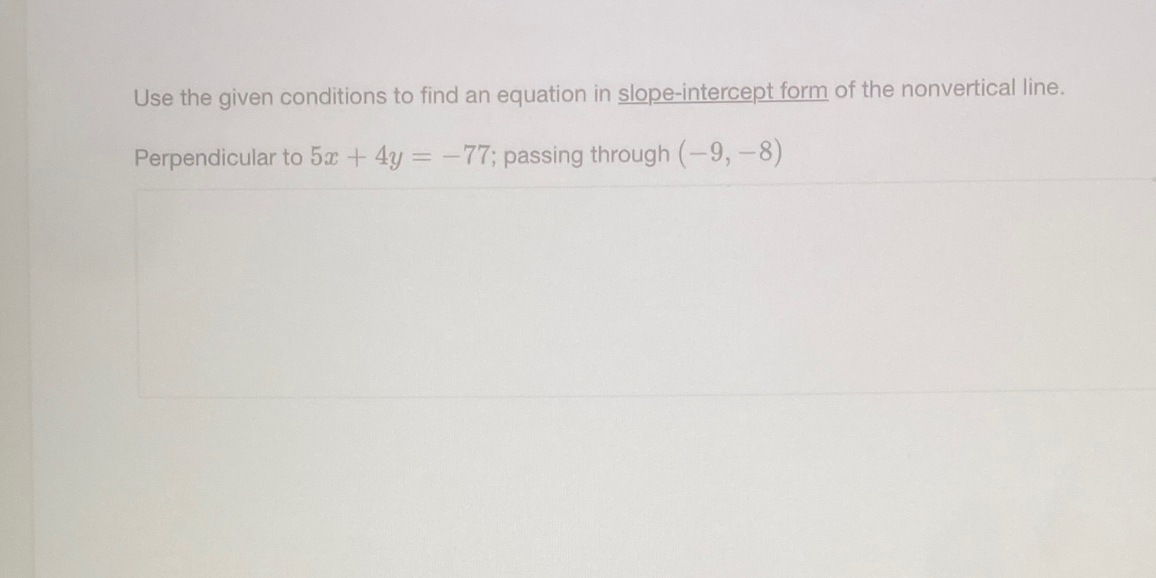 Use the given conditions to find an equation in