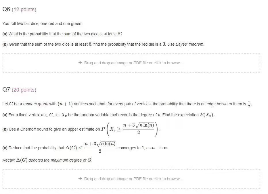 Question 7 in the picture Q6 (12 points) You roll
