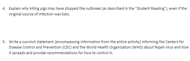 4. Explain why killing pigs may have stopped the