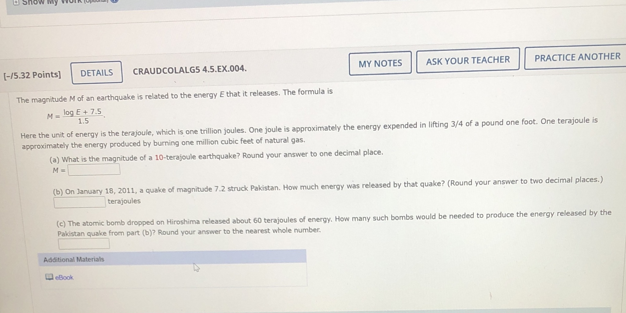 Show my [-/5.32 Points] DETAILS CRAUDCOLALG5