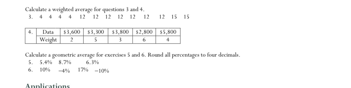 Calculate a weighted average for questions 3 and
