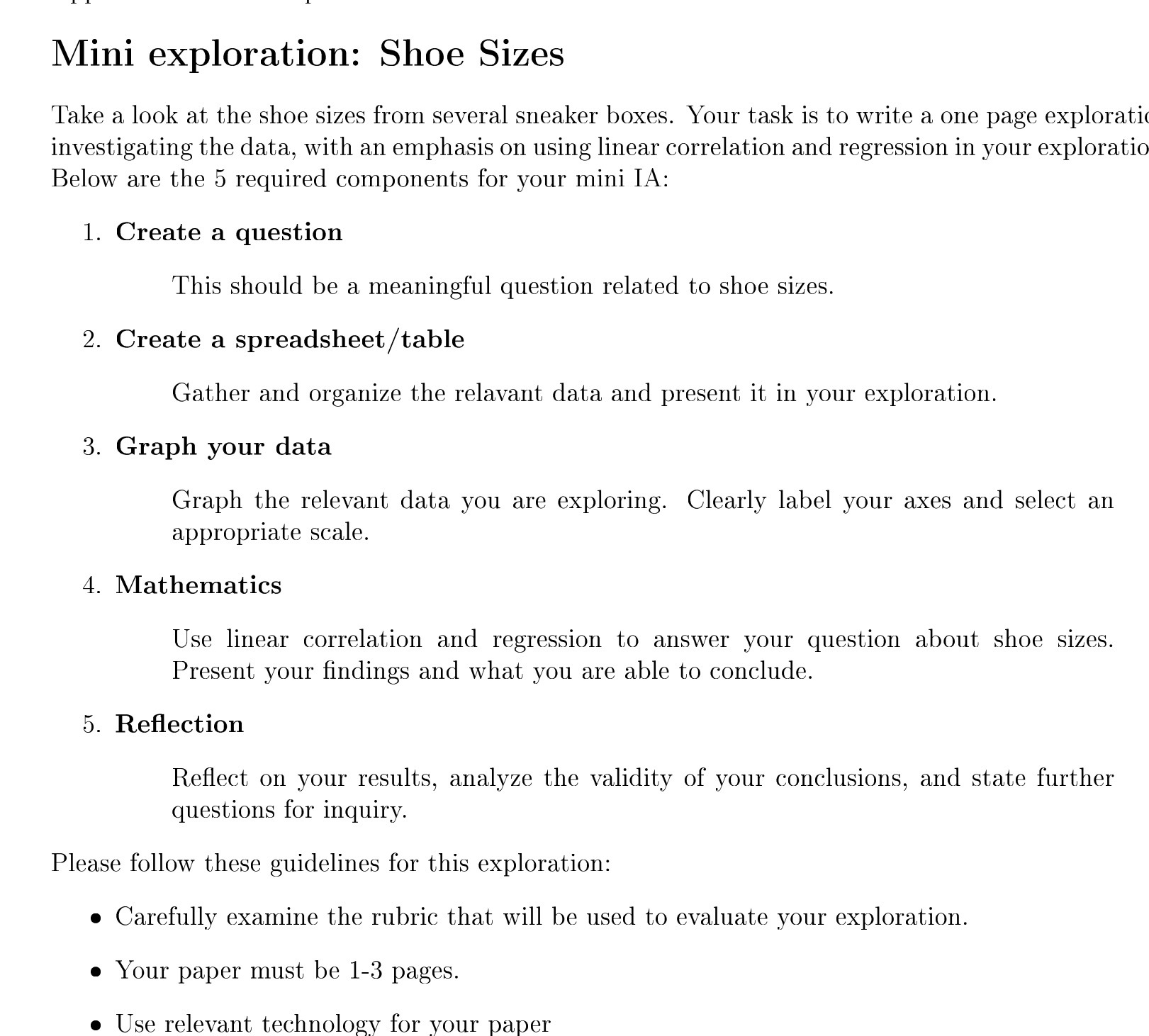 L]. 1. Mini exploration: Shoe Sizes Take a look