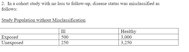 2. In a cohort study with no loss to follow-up,