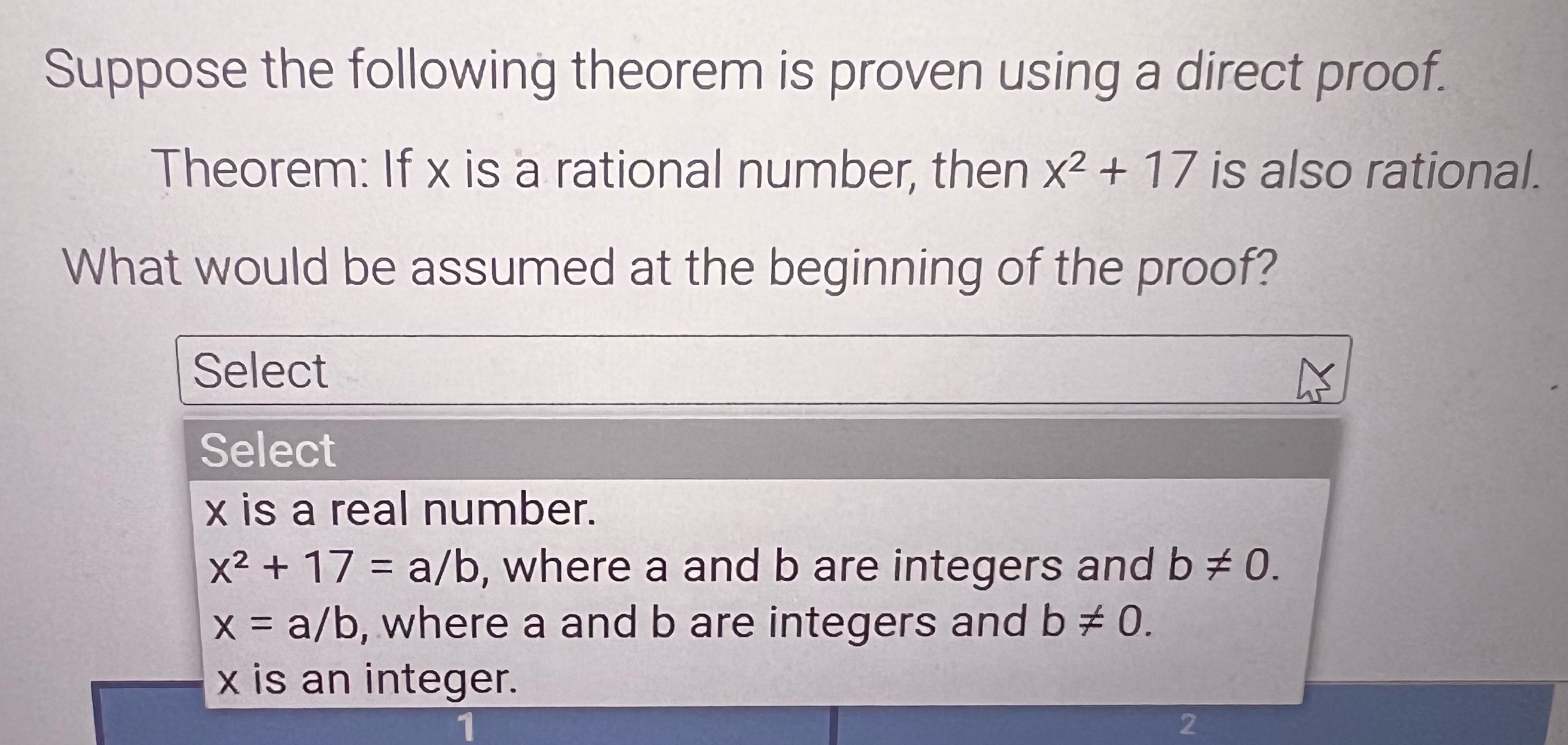 Writing direct proofs. Suppose the following