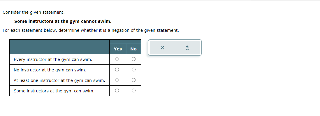 For each sentence, determine whether it's a