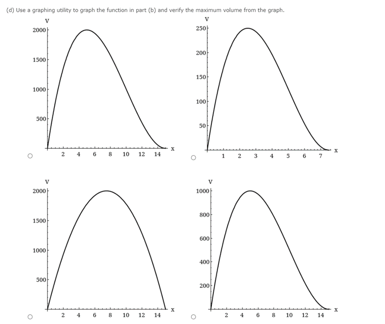 (1) An open box of maximum volume is to be made