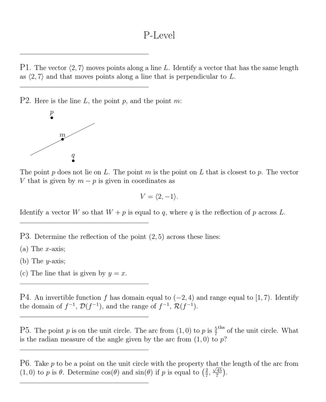 Help please step by step P-Level P1. The vector