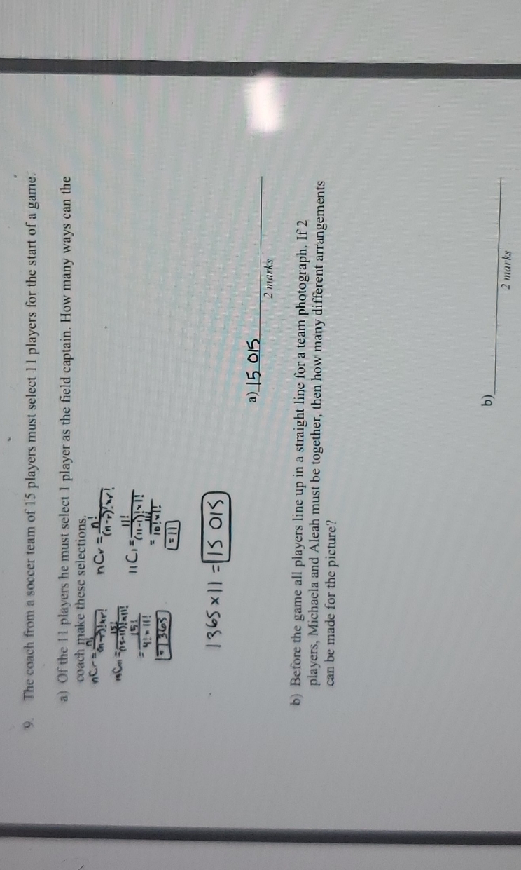 Combinatrics, math 12. Question b is the one I