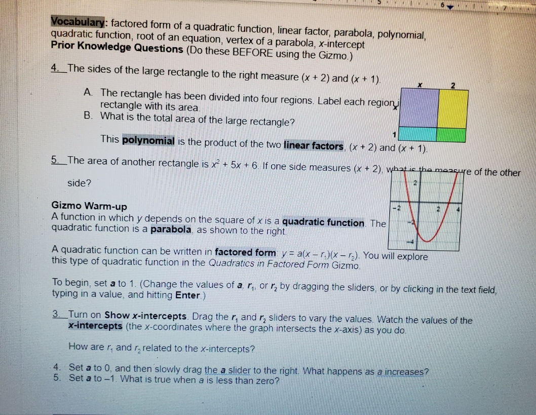 good luck ? 6 Vocabulary: factored form of a