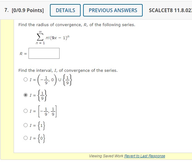 7. [0/0.9 Points] DETAILS PREVIOUS ANSWERS