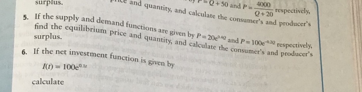 Help me answer number 5. Thanks = Q + 50 and P =