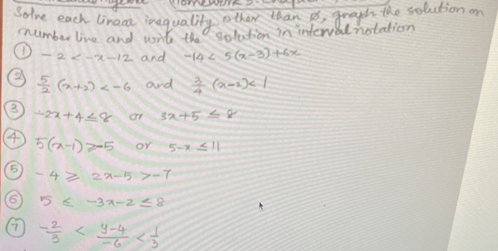 Solve each linear inequality other than of, graph