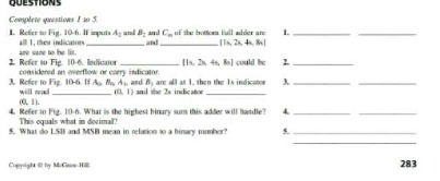 QUESTIONS 1. Refer to Fig. 10-6. IF inpuin A, and