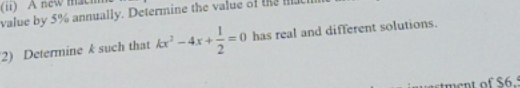 please answer number 2 (li) A new mat value by 5%