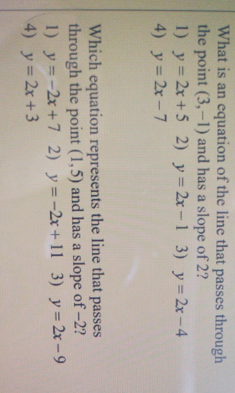 practice linear equations What is an equation of