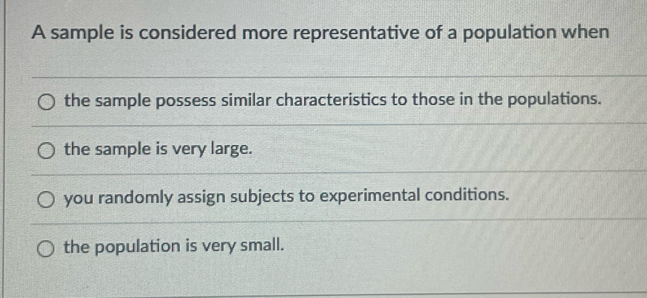 A sample is considered more representative of a