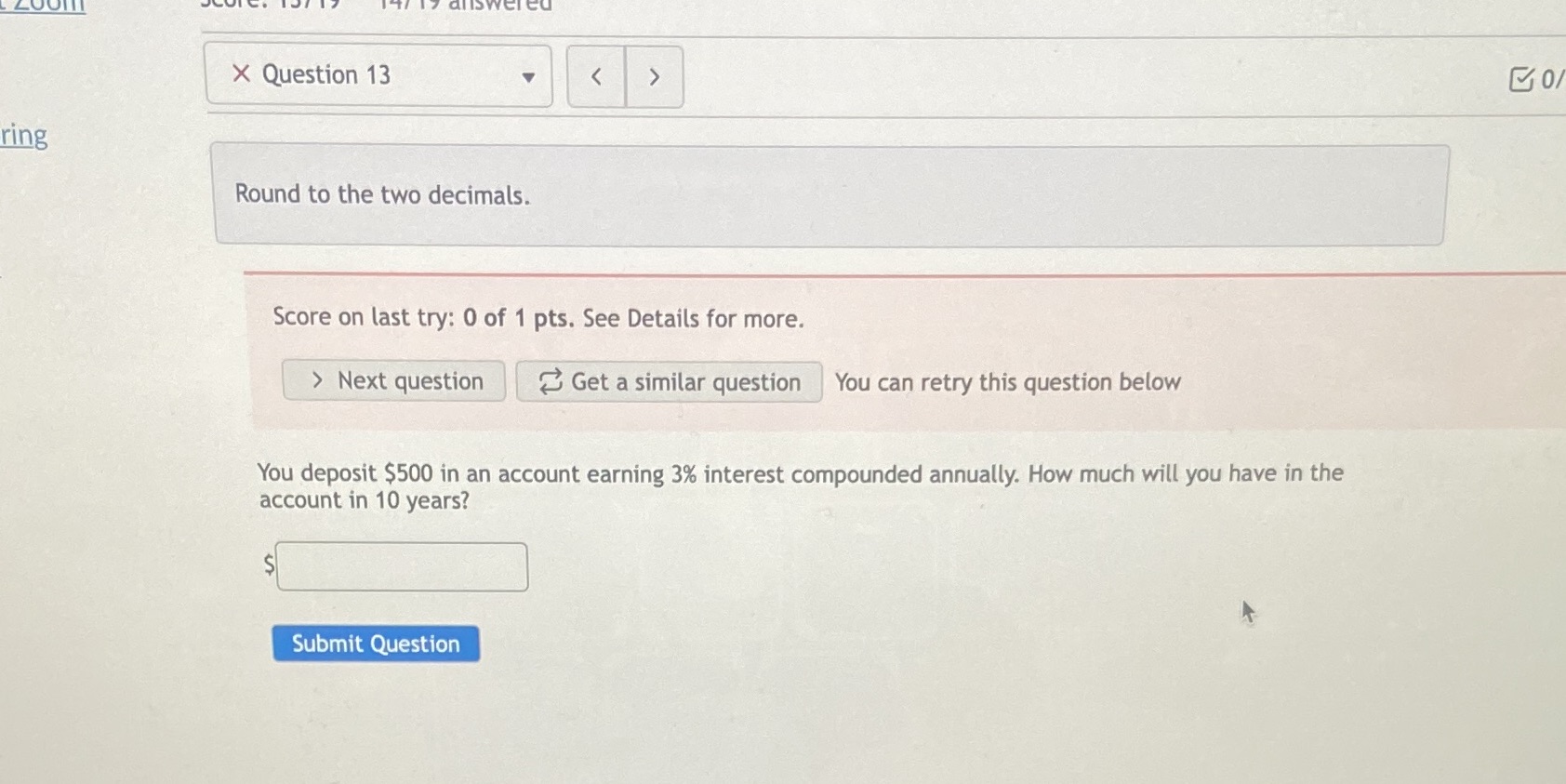 X Question 13 <  style=