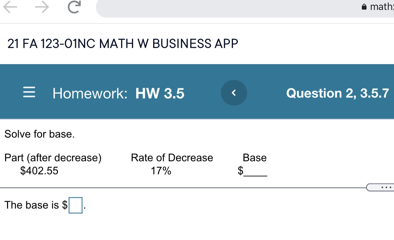 C a math: 21 FA 123-01NC MATH W BUSINESS APP