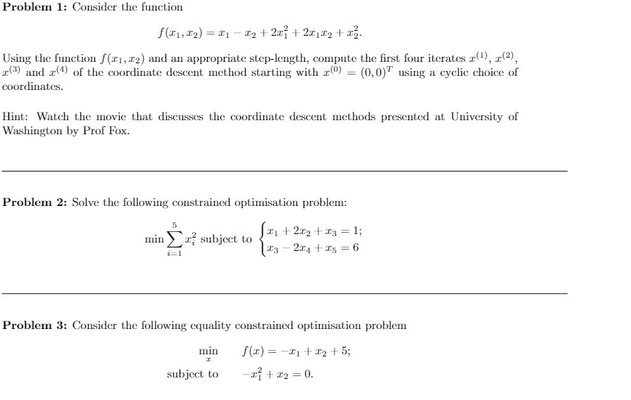 Problem 1: Consider the function f($1, 12) = $1