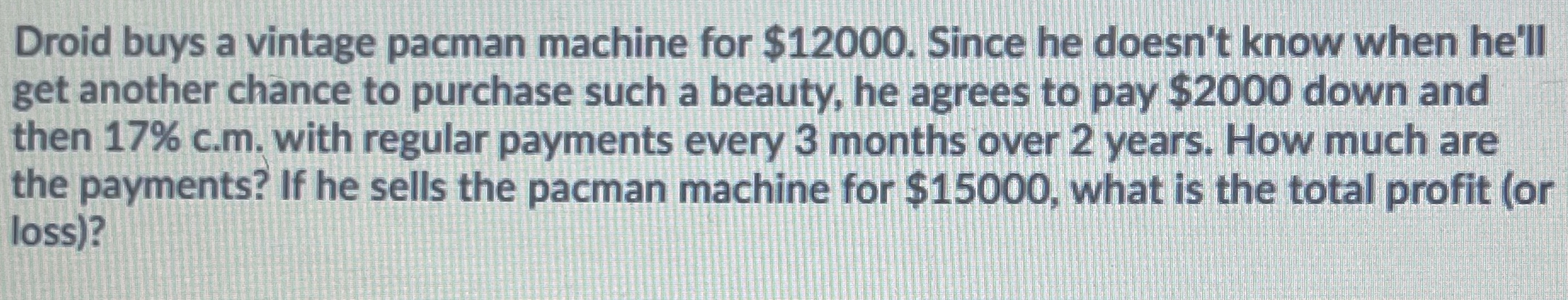 Business mathematics 139 Droid buys a vintage