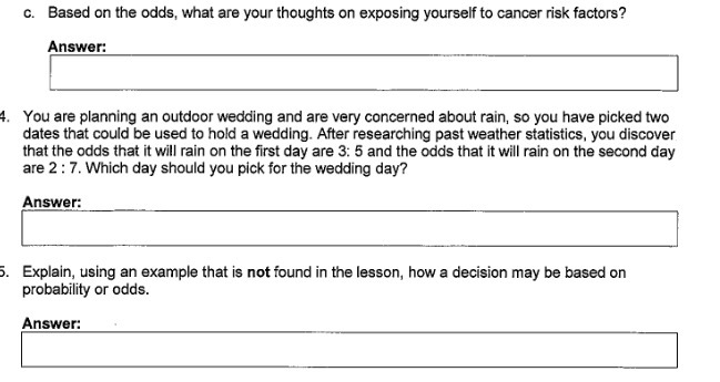 c. Based on the odds, what are your thoughts on