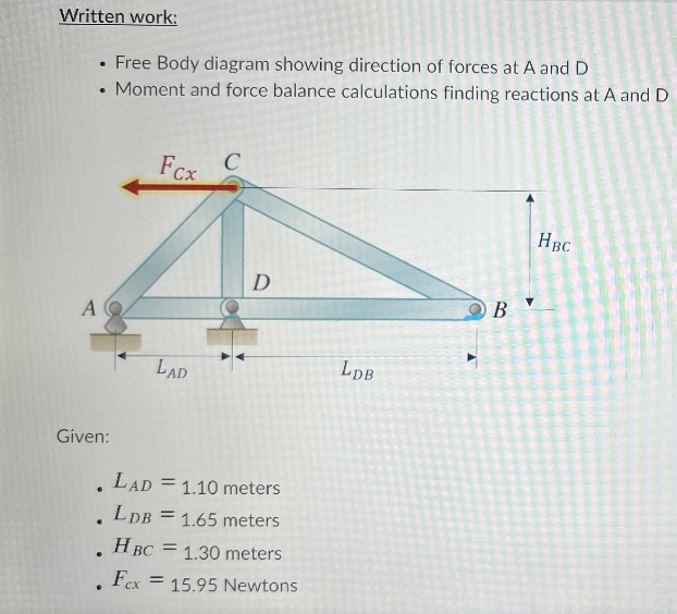 HBC D B A LAD LDB Given: . LAD = 1.10 meters ,