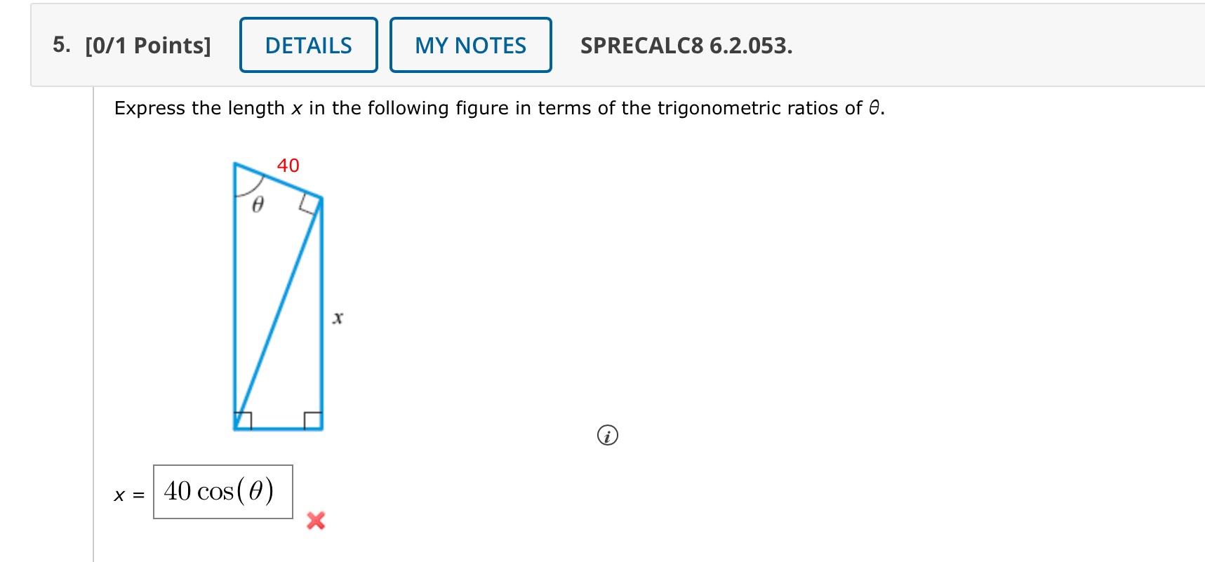 5. [0/1 Points] DETAILS MY NOTES SPRECALCS8